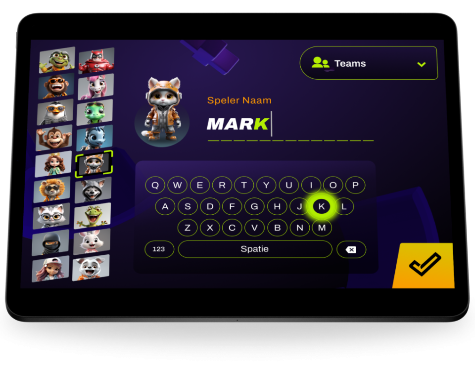 Aanmeld tablet van het interactieve systeem JB Tag Solutions 